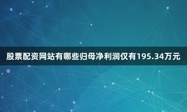 股票配资网站有哪些归母净利润仅有195.34万元